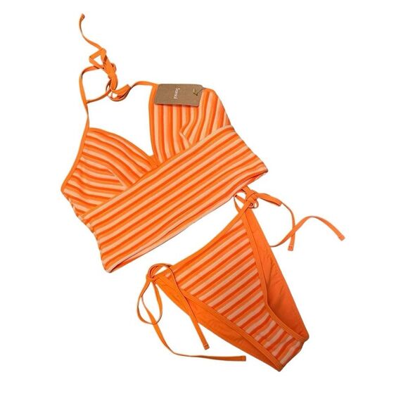 Samiol Striped Orange Tankini 2 Piece Large NWT - Picture 2 of 6